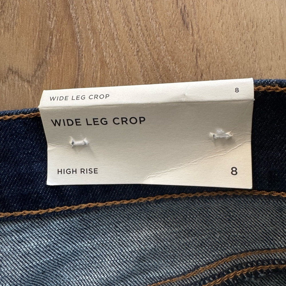 Loft Outlet Pintucked High Rise Wide Leg Crop Jeans in Dark Wash NWT 8 - Picture 12 of 13